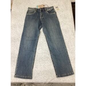 Prana Mens Straight Leg Organic Cotton Stretch Jeans Blue Mid Wash 32x30 NEW